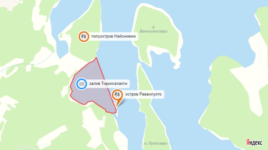 залив Тириккалахти, полуостров Найсниеми, остров Раванлуото