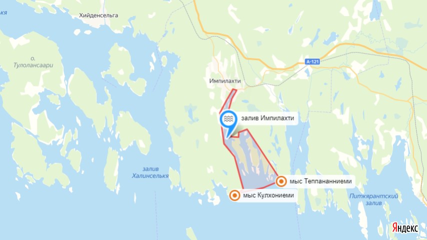 залив Первый Импилахтинский, залив Второй Импилахтинский, мыс Кулхониеми, мыс Теппананниеми