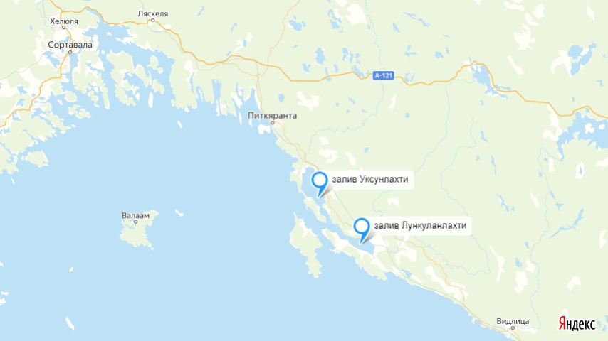 залив Уксунлахти, залив Лункуланлахти