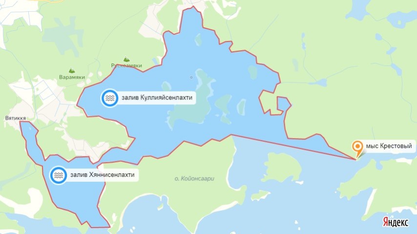 залив Хяннисенлахти, Куллияйсенлахти, остров Койонсаари
