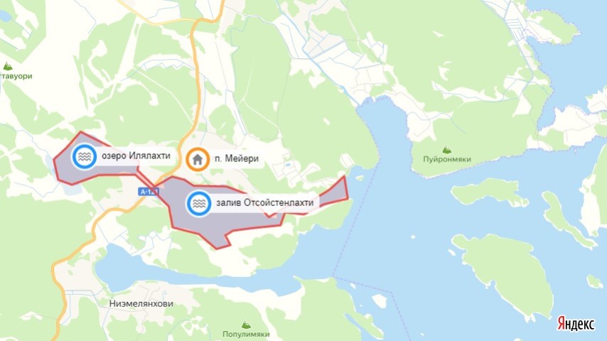 озеро Илялахти, залив Отсойстенлахти, поселок Мейери