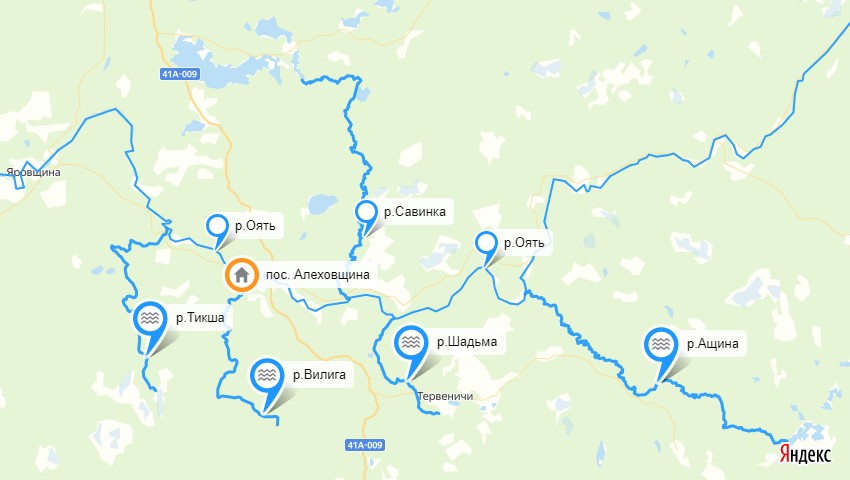 река Савинка, Тикша, Вилига, Шадьма, Ащина