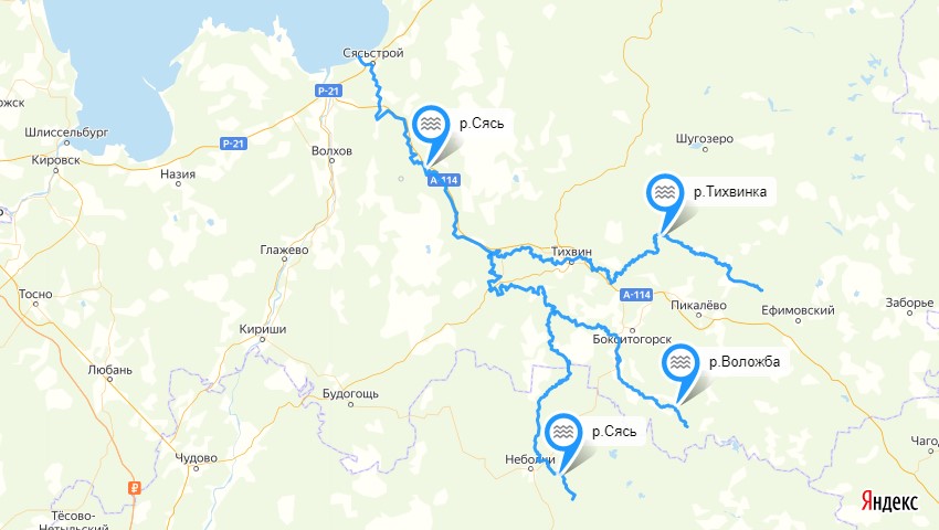 река Тихвинка, Воложба