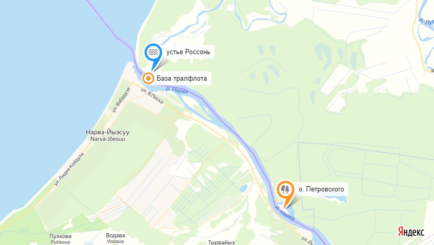 река Нева, стров Петровского, устье реки Россонь