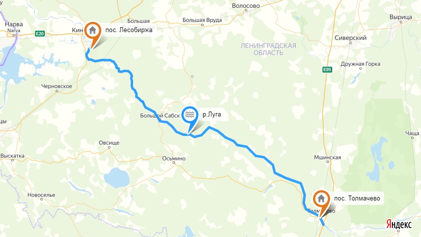 река Луга, поселок Лесобиржа, поселок Толмачево